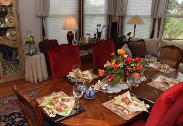 Spring table setting in Family Room